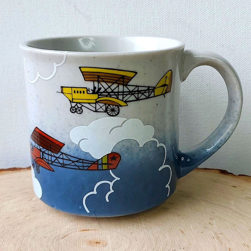 Otagiri Japan Airplane Bi Plane Vintage Ceramic Coffee Tea Mug 10 oz
